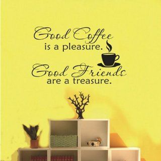 TRURENDI Good Coffee Friends Wall Vinyl Sticker Decal Quote Saying Home Room Decor   Childrens Wall Decor