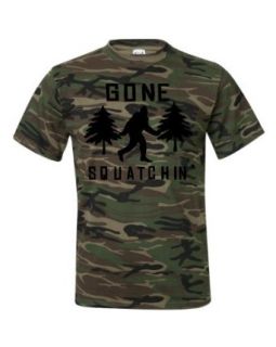 Adult Camo Gone Squatchin' Sasquatch T Shirt   2XL: Clothing