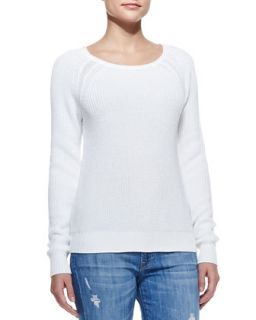 Womens Raglan Sleeve Knit Sweater, White   Vince   White (X SMALL)