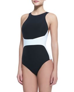 Womens Two Tone High Neck One Piece Swimsuit   JETS by Jessika Allen  