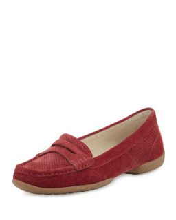 Vegga Perforated Suede Loafer, Red   Donald J Pliner   Red (39.0B/9.0B)