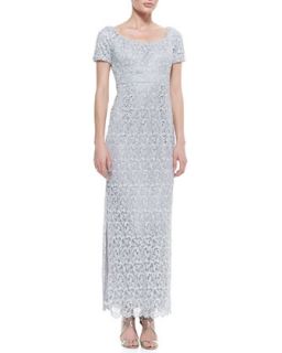 Womens Short Sleeve Lace Column Gown, Silver   Laundry by Shelli Segal  