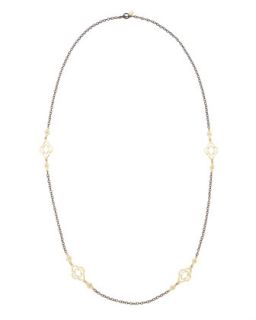 Long Gold Station Cable Chain Necklace, 37L   Armenta   Gold