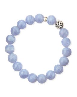 10mm Caviar Ball Blue Lace Agate Beaded Stretch Bracelet   Lagos   Bl lace ag