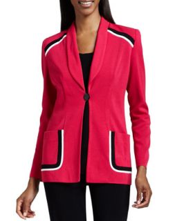 Womens Paige Tipped One Button Jacket   Misook   Cheery cherry mlt (LARGE
