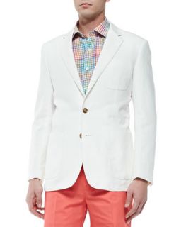 Mens Two Button Linen Cotton Jacket, White   Peter Millar   White (M/40)