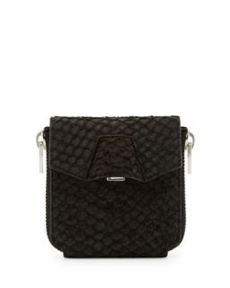 Quillon Snake Embossed Compact Wallet, Black   T by Alexander Wang