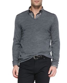 Mens Melange Knit V Neck Sweater, Dark Gray   Star USA   Dark gray (MEDIUM)