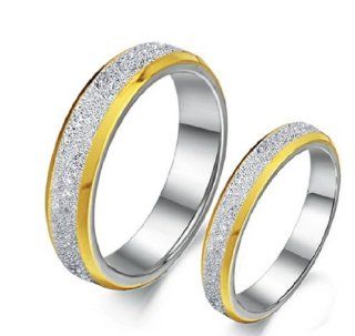 His & Hers Korean Style Frosted Titanium Couple Wedding Band Set Ring (Available Sizes 5# to 10#) R238: Jewelry