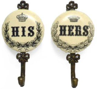 Vintage Style Royal His and Hers Decorative Key or Robe Hooks  