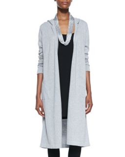 Womens Hooded Long Organic Cotton Cardigan, Petite   Eileen Fisher   Dark