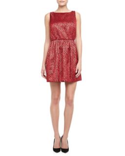 Womens Vita Metallic Jacquard Dress   Alice + Olivia   Red (10)