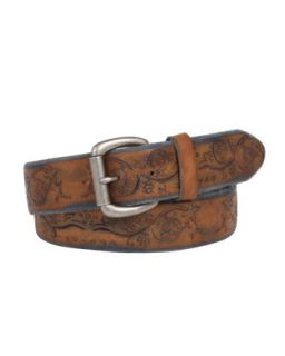 Ferguson Mens Floral Belt, Tan   Will Leather Goods   Tan (42)