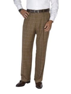Paul Fredrick Men's Wool Flannel Check Pleated Pants at  Mens Clothing store Dress Pants