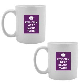 Mashed Mugs   Keep Calm We're Having Twins   2 Pack Jumbo Coffee Cup/Tea Mug (White) Kitchen & Dining