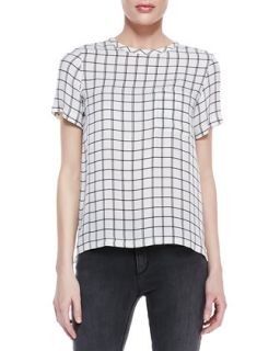 Womens Broxlin Scribble Grid Silk Top   Theory   Multi.m00 (SMALL)