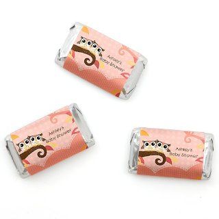 Owl Girl   Look Whooo's Having Twins   20 Personalized Mini Candy Bar Wrapper Sticker Labels Baby Shower Favors: Toys & Games