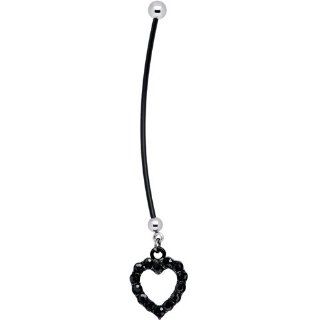 Black Heart Outline Rhinestone Pregnant Belly Ring: Jewelry