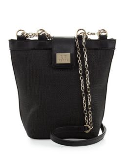 Woven Chain Strap Shoulder Bag, Black   GF Ferre