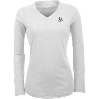 Antigua Miami Marlins Womens Flip Long Sleeve V neck T Shirt   Size: Large,