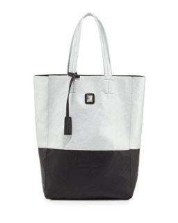 Kami Colorblock Faux Leather Tote Bag, Silver/Black   V Couture by Kooba