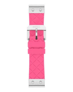 22mm Hot Pink Woven Silicone Strap, Stainless   Brera   Hot pink (22mm )