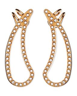 Crystal Teardrop Cutout Pierced Earring Cuffs, Rose Gold Plate   Vita Fede  