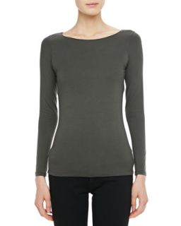 Womens Long Sleeve Jersey Boat Neck Top   Majestic Paris for Neiman Marcus  