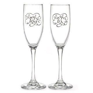 Hortense B. Hewitt Wedding Champagne Toasting Flutes, I'm His Mrs. and I'm Her Mr., Set of 2   Wedding Ceremony Accessories