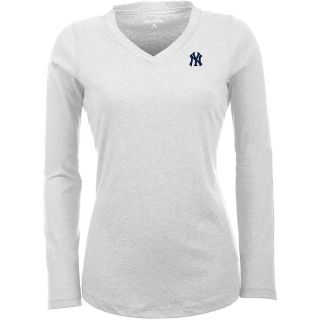 Antigua New York Yankees Womens Flip Long Sleeve V neck T Shirt   Size Large,
