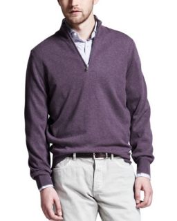 Mens Cashmere Half Zip Sweater, Grape   Brunello Cucinelli   Grape (XXL/56)