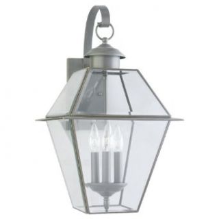 Sea Gull Lighting 8058 71 3 Light Outdoor Colony Wall Lantern, Clear Beveled Glass and Polished Brass   Wall Porch Lights  