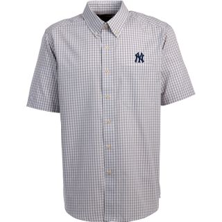 Antigua New York Yankees Mens Scholar Button Down Short Sleeve Shirt   Size: