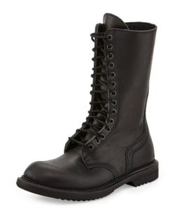 Lace Up Leather Army Boot, Black   Rick Owens   Black (37.0B/7.0B)