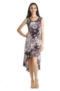 Stanzino Women's Sleeveless Purple Printed Scoop Neck High Low Dress S at  Womens Clothing store: High Low Hem Dress
