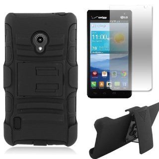 [SlickGears] Black Heavy Duty Combat Armor Dual Layer Kickstand Belt Holster Case for LG Lucid 2 VS870 by Verizon: Cell Phones & Accessories