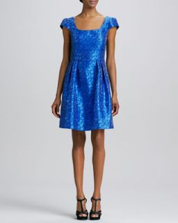 Womens Jacquard Cocktail Dress   Kay Unger New York   Blue multi (6)