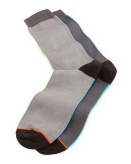 Mens Vertical Neon Stripe Socks, Gray   Paul Smith   Gray