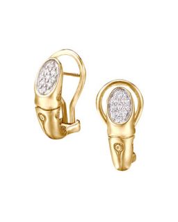 Gold Bamboo Pave Diamond Small Shrimp Earrings   John Hardy   Gold