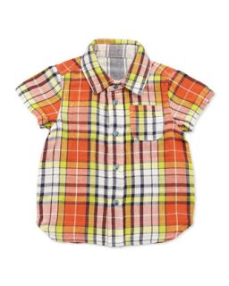 Reversible Plaid/Striped Shirt, Orange, 2T 8Y   Bitz Kids