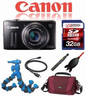 Canon PowerShot SX280 HS (Black) + Battery + Travel Charger + Flexpod + LowePro Gadget Bag + 32GB Deluxe Travel Kit : Digital Camera Accessory Kits : Camera & Photo