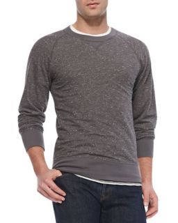 Mens Flecked Crewneck Sweatshirt, Light Gray   Billy Reid   Light gray (SMALL)