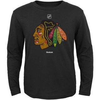 REEBOK Youth Chicago Blackhawks Distressed Logo Long Sleeve T Shirt   Size: