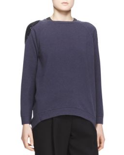 Womens Embellished Shoulder Cashmere Sweater   Brunello Cucinelli   Twilight