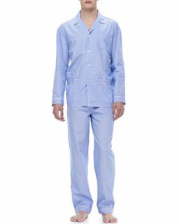 Classic Mens Pajamas, Gingham Dobby   NEIMAN MARCUS   Blue (XXL)