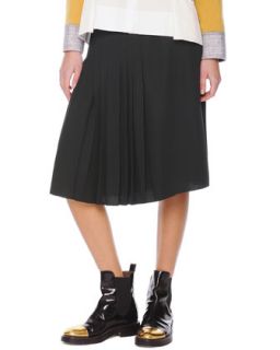 Womens Accordion Pleat Crepe Skirt   Marni   Algae (44/8)