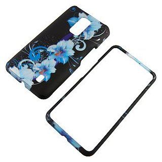 Blue Flowers Black Protector Case for LG Spectrum VS920 Cell Phones & Accessories