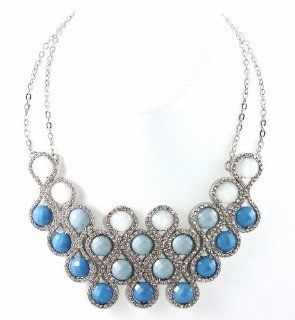 INC International Concepts Necklace, 16" Silver Tone Blue Ombre with Pave Rhinestones Station Necklace: INC: Jewelry