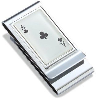 Ace of Clovers Epoxy Stainless Steel Chrome Plated Two Sided Money Clip: Everything Else
