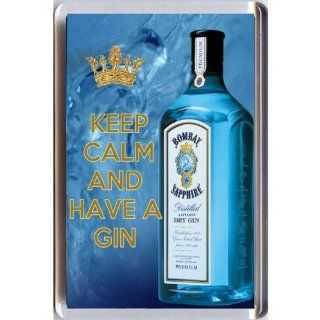 KEEP CALM AND HAVE A GIN FRIDGE MAGNET : Key Tags And Chains : Office Products